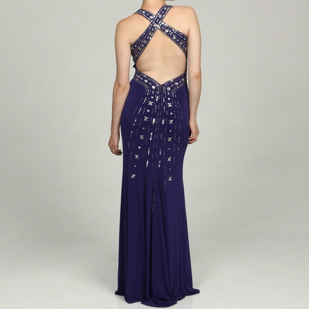 Adrianna Papell Beaded Criss-cross Spray Back 👗 - Picture 1 of 8
